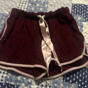 Justice Burgundy Shorts with Pink Accents